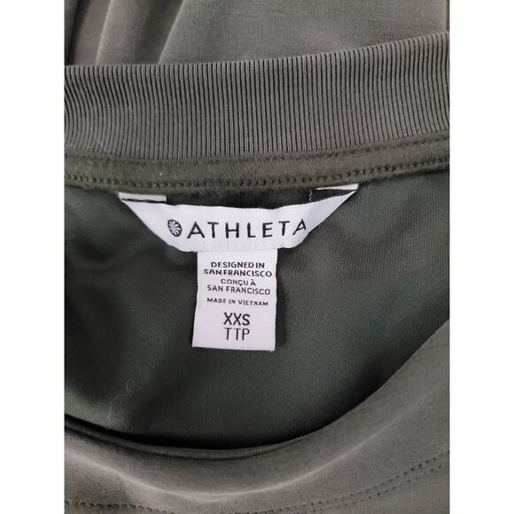 Athleta Seasoft Crewneck Sweatshirt SZ XXS Aspen Olive Green Quiet Luxury Luxe - Picture 9 of 11